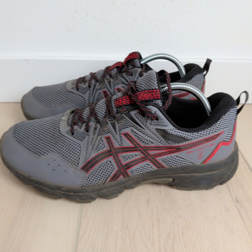 Asics Gel-Venture 8 Mens 10.5 Extra Wide Grey Red Trail Running Shoes Sneakers